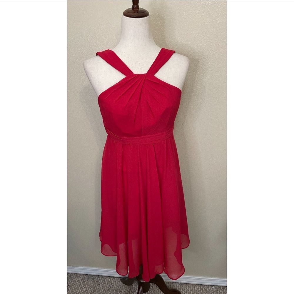 Davids Bridal F15600 Short Crinkle Chiffon Dress Size 6